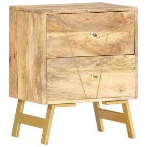 vidaXL Nightstand Storage Bedside Table for Home Bedroom Solid Wood Mango - 1 of 4