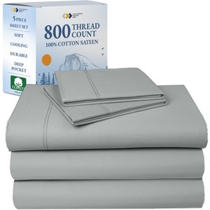 Luxury Bed Sheets Set - 800 Thread Count 100% Cotton Sheets, Deep Pocket, Soft, Cool & Breathable by California Design Den - 1 of 4