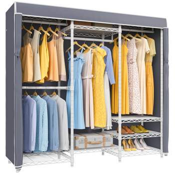 VIPEK V5C Medium Covered Clothes Rack Heavy Duty Portable Closet Wardrobe, White Clothing Rack with Oxford Fabric Cover