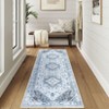 Vintage Washable Floral Printed Area Rug with Non-Slip Backing Farmhouse Oriental Distressed Low Pile Carpet - 2 of 4