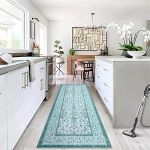 Fulvari Runner Vintage Boho Floral Style Non-Slip Low Pile Washable Rugs for Entryway Kitchen Living Room Front Door Carpet Pink Camel - 1 of 4