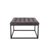 28" Square Button Tufted Metal Ottoman - WOVENBYRD - 3 of 4