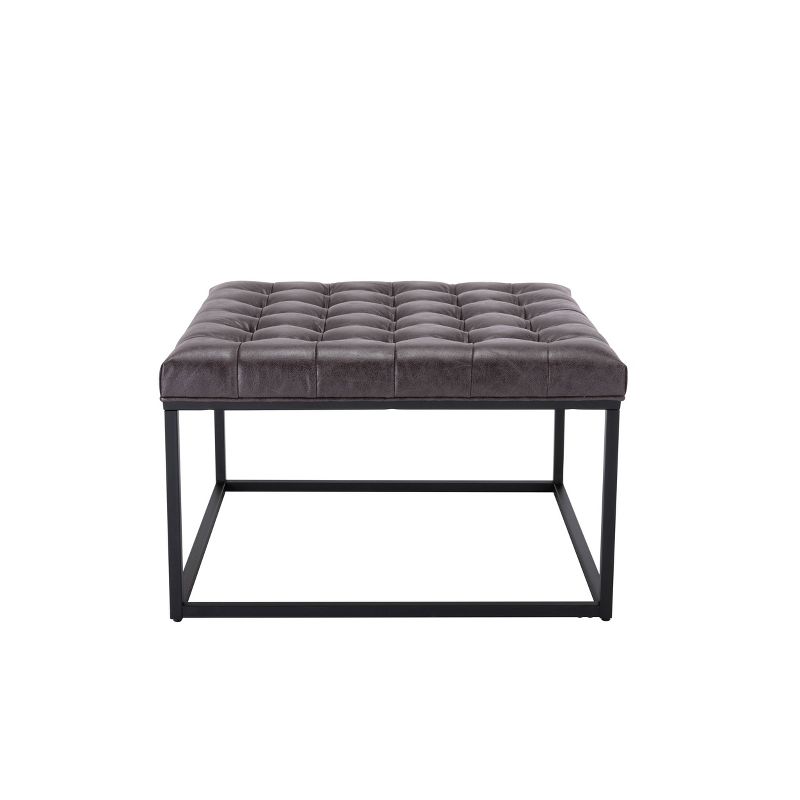 28" Square Button Tufted Metal Ottoman - WOVENBYRD, 1 of 24