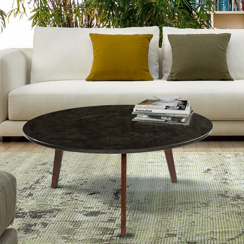 The Bianco Collection Stella 31" Round Italian Black Marble Coffee Table, 5 of 6