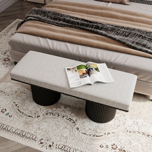 CAVINAS Versatile Dining Bench,Soft Boucle End-of-Bed Ottoman Bench with Chunky Legs,Contemporary Entryway Benches for Bedroom & Dining Room - 1 of 4