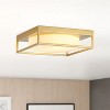 Modern Square Flush Mount Ceiling Light - Gold Iron Frame with Clear Glass Panel, Industrial Chic Lighting for Living Room Bedroom Dining Room - 2 of 4