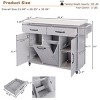 Coolbibila-Kitchen Island With Trash Can Storage Cabinet, Kitchen Cart With Drop Leaf, Towel Rack And Drawer, Rolling Kitchen Island On Wheels - 4 of 4
