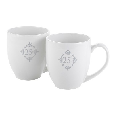 2ct Silver Anniversary Mug Set