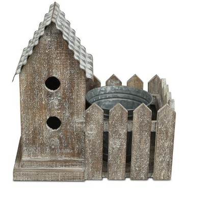 Cheung's Elwin 2 Story Bird house & Galvanized Pot - Large