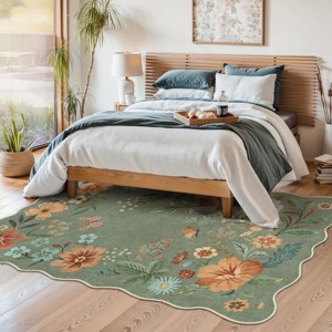 Lahome Machine Washable Back to College Series Floral Plant Floor Mat-Natural Bio-Printed Soft Rug for Living Room, School, Bedroom, or Entryway - 1 of 4