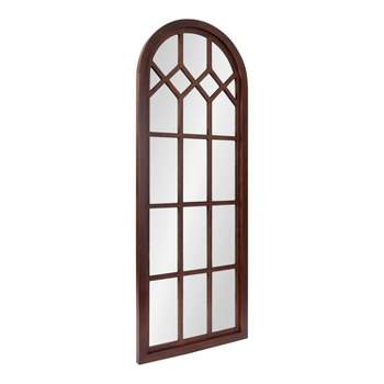 18" x 47" Gilcrest Windowpane Wall Mirror Walnut Brown - Kate & Laurel All Things Decor