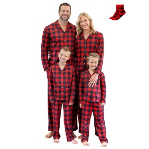 PATPAT Christmas Matching Family Pajama Set, Christmas Plaid Pajama Set, Includes Plaid Matching Family Socks - 1 of 4