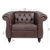 CAVINAS PU Leather Accent Chair with Button Tufted Back and Birch Wooden Legs,Upholstered Living Room Chairs,Reading Chairs for Living Room - 3 of 4