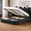 Lift Up Storage Bed, Velvet Frame with Storage Headboard, Hydraulic Lift, Metal Platform – Full/Queen/King, No Box Spring Needed, Noise-Free - 2 of 4