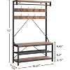 WhizMax Industrial Hall Tree Storage Bench, Rustic Wood Look Accent, 8 Hooks, 39.9"x15.7"x72" - 4 of 4