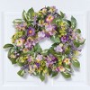 Collections Etc Artificial Purple Floral Garden Hanging Spring Wreath - 2 of 2
