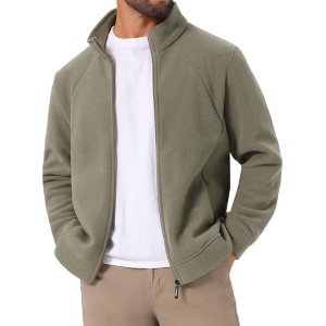 INSPIRE CHIC Men's Stand Collar Full Zip Long Sleeve Plush Fleece Winter Jacket - 1 of 4