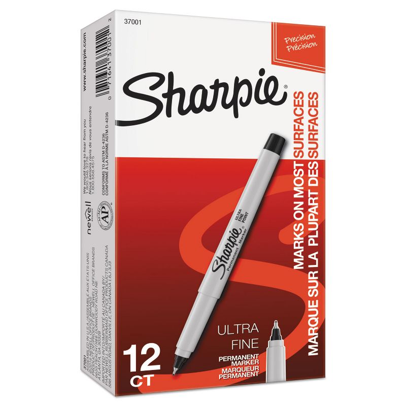Sharpie Permanent Markers Ultra Fine Point Black Dozen 37001, 5 of 9
