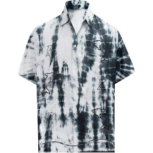 LA LEELA Men's Button Down Hawaiian Shirt Stylish Beach Short Sleeves Aloha Party Casual Tops Summer Funky Holidays Shirts M Ash, Light Tie Dye - 1 of 4