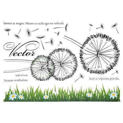 Slickblue Dandelion On The Field Vinyl Wall Sticker – Scenic Nature Design 19.7" x 27.6"