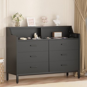 Aheaplus 6 Drawers Dresser with Charge Station and LED Light, Closet Organizer for Bedroom - 1 of 4
