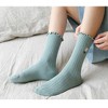 Anna-Kaci Women's 4 Pairs Ribbed Knit Socks with Daisy Embroidery Lettuce Edge Cuffs Soft Stretch Fabric - 2 of 4
