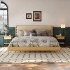 Mid-Century Modern King Platform Bed with Headboard – Solid Rubber Wood Frame in Walnut & Light Grey-- Frevyn - 2 of 4