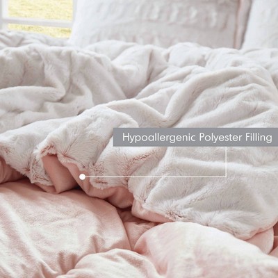 Blush Full Faux Fur Reversible Bedspread Set