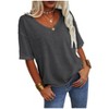 Imily Bela Women's Casual V Neck Half Sleeve Oversized T Shirt Solid Color Basic Top - 3 of 4