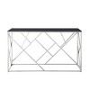 Sapphtopaz Modern Glass Console Table with Tempered Glass Top Sofa Table with Cross Metal Base Rectangle Entryway Table for Living Room,Hallway - 3 of 4