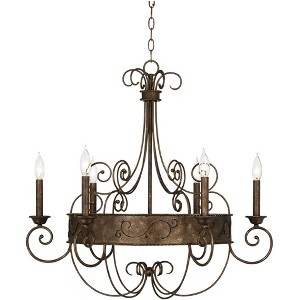 Franklin Iron Works Geralt Bronze Chandelier 30" Wide Rustic Farmhouse Candle Sleeves 6-Light Fixture for Dining Room House Kitchen Island Entryway - 1 of 4