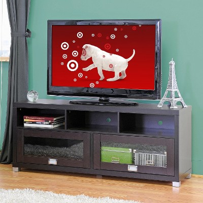 Swindon Dark Brown Modern TV Stand with Sleek Glass Doors