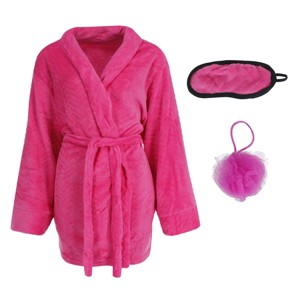 CTM Women's Plush Bath Robe 3-Piece Gift Set - 1 of 4