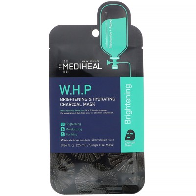 Mediheal K-Beauty Skincare, W.H.P, Brightening & Hydrating Charcoal Beauty Mask, 5 Sheets, 0.84 fl oz (25 ml) Each