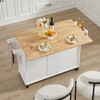 VYNXARIA Rolling Kitchen Island with Drop Leaf, Storage Cabinet & Tower Rack ¨C White - 4 of 4