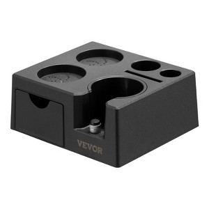 VEVOR Espresso Tamping Station, ABS Material, 7-in-1 Multifunctional Tamping Station with Detachable Slot, Easy to Clean Espresso Knock Box, Black - 1 of 4