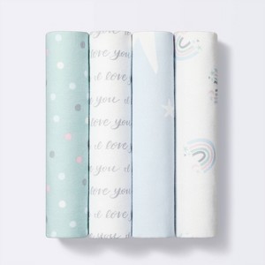 Flannel Baby Blankets I Love You to the Moon and Back - 4pk - Cloud Island™ - 1 of 3