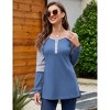 Women’s V Neck Henley Shirts Long Sleeve Waffle Tunic Tops Pullover Sweatshirts with Buttons - 3 of 4