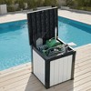 MAYEERTY 50 Gallon Large Capacity Outdoor Deck Box for Patio Furniture Cushions, Pillow with Wheels, Black+White - 4 of 4