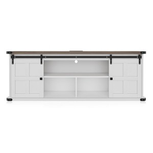 Jojoka TV Stand for 75 Inch TV, Mid Century Entertainment Center with Sliding Barn Doors, Storage Cabinets, Charge Station - 1 of 4