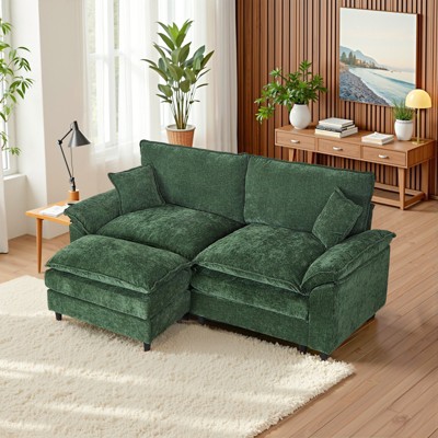 IULULU Sectional Sofa, Chenille Cloud Couch Comfy Upholstered Sofa with Ottoman