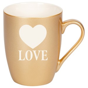 100 North Heart 10 Ounce Vegas Gold Metallic Finish, Comfortably Fits Your Hands, New Bone China Coffee Tea Cup Mug, Love - 1 of 1