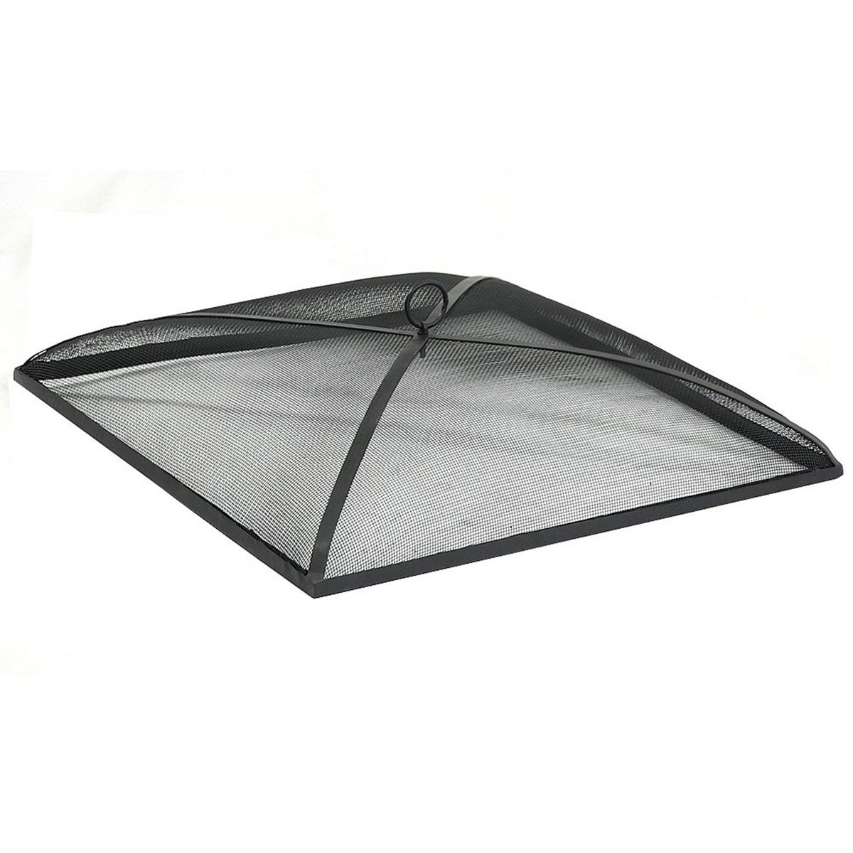 Sunnydaze Outdoor Heavy-Duty Steel Mesh Square Easy-Opening Camp Fire Pit Spark Screen Lid - Black