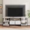 Modern-Industrial TV Stand with Metal Frame & 2 Fabric Drawers - 3 of 4