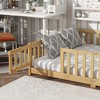 Racxily Full Size Floor Bed with Fence and Door,Rubber Wood Floor Bed with Safety Guardrails,Natural - 4 of 4