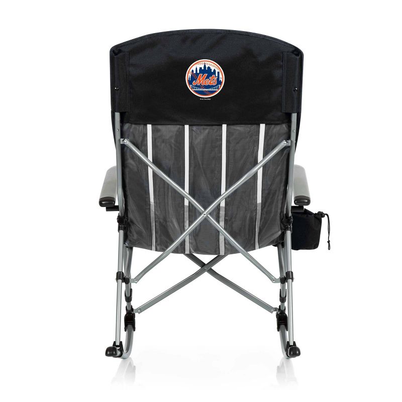 MLB New York Mets Outdoor Rocking Camp Chair - Black, 3 of 7