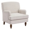 Vintage Linen Upholstered Armchair with Antique Solid Wood Legs, Accent Chair for Living Room or Bedroom - 4 of 4