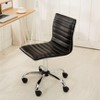 Racxily Adjustable Office Chair, PU Leather Task Chair Low Back Ribbed Armless Swivel White Desk Chair Office Chair with Wheels - 2 of 4