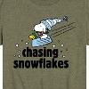 Boys' - Peanuts - Snoopy & Woodstock Chasing Snowflakes Christmas Short Sleeve Graphic T-Shirt - 2 of 4