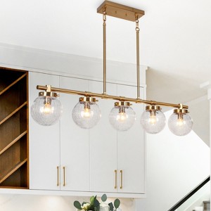 LNC Ariene ModernLarge Chandelier, Polished Gold with Crackle Globe Glass,28in/38in - 1 of 4
